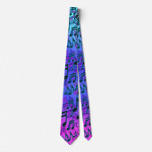 Muzieknoten Muziekaal Patroon Blauw Groen Roze Aqu Stropdas (Voorkant)