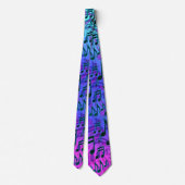 Muzieknoten Muziekaal Patroon Blauw Groen Roze Aqu Stropdas (Achterkant)