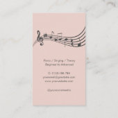Muzieknoten Muziekleraar Elegant Blush Roze Visitekaartje (Achterkant)