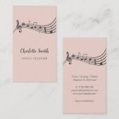 Muzieknoten Muziekleraar Elegant Blush Roze Visitekaartje (Voorkant / Achterkant)