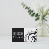 Muzieknoten muzikant van moderne professionele com visitekaartje (Staand voorkant)