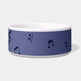 Muzieknoten - Navy Ceramic Pet Bowl Voerbakje