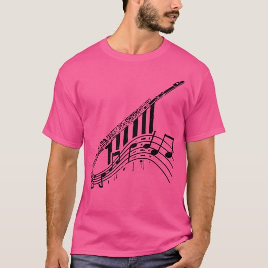 Muzieknoten Ontwerpfluit T-shirt (Voorkant)