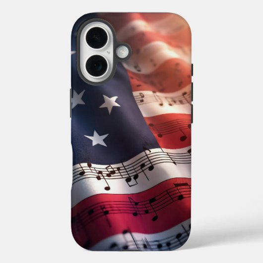 Muzieknoten op een Amerikaanse vlag Case-Mate iPhone Case (Achterkant)