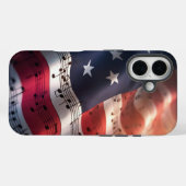 Muzieknoten op een Amerikaanse vlag Case-Mate iPhone Case (Achterkant (horizontaal))
