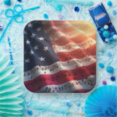 Muzieknoten op een Amerikaanse vlag Papieren Bordje (Feest)