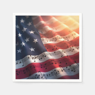 Muzieknoten op een Amerikaanse vlag Servet