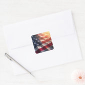 Muzieknoten op een Amerikaanse vlag Vierkante Sticker (Envelop)
