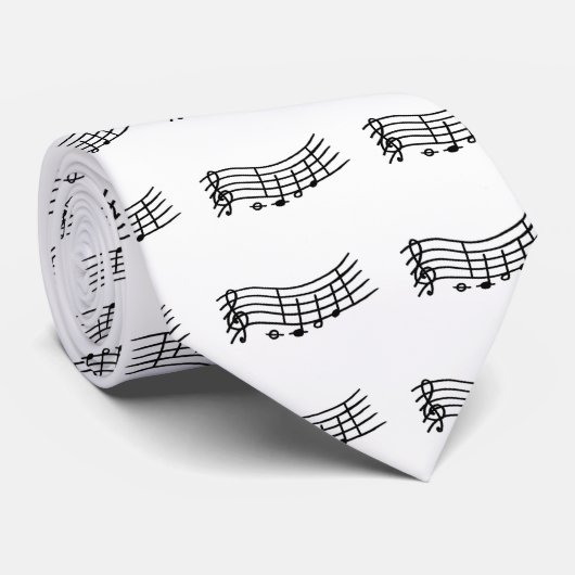 Muzieknoten op golvende schaal, stropdas 2 (Opgerold)