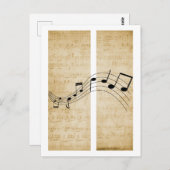 Muzieknoten op  oud stijl blad muziekpapier briefkaart (Voorkant / Achterkant)