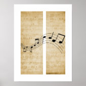 Muzieknoten op  oud stijl blad muziekpapier poster (Voorkant)