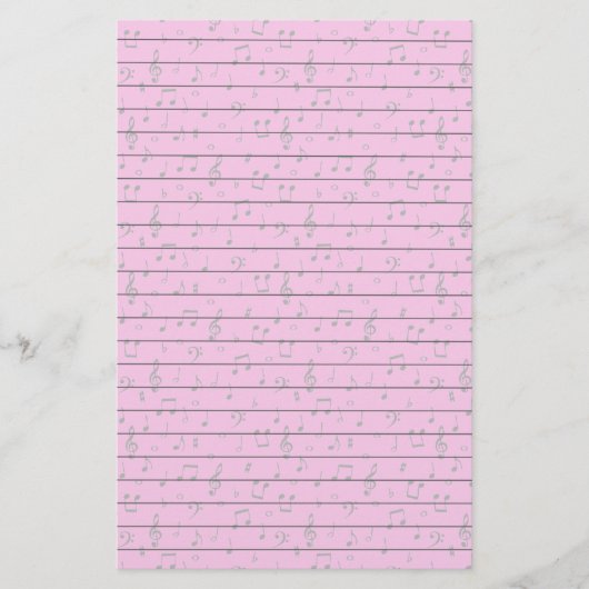 Muzieknoten op roze briefpapier (Voorkant)