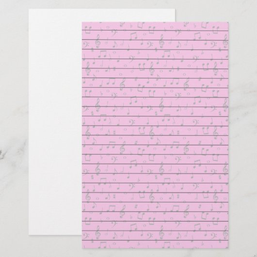 Muzieknoten op roze briefpapier (Voorkant / Achterkant)