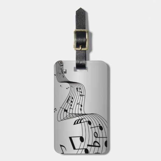 Muzieknoten op Silver Bagagelabel (Voorkant verticaal)