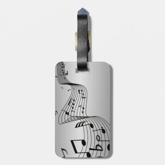 Muzieknoten op Silver Bagagelabel (Achterkant verticaal)