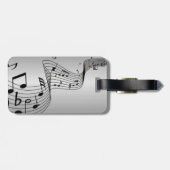 Muzieknoten op Silver Bagagelabel (Achterkant horizontaal)