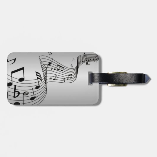 Muzieknoten op Silver Bagagelabel (Achterkant horizontaal)