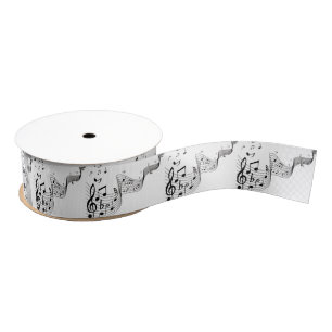 Muzieknoten op Silver Grosgrain Lint