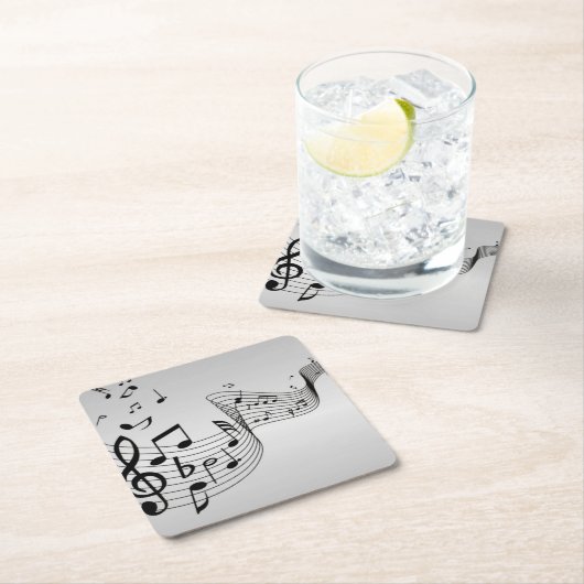 Muzieknoten op Silver Kartonnen Onderzetters (Insitu)