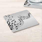 Muzieknoten op Silver Kartonnen Onderzetters (Schuin)