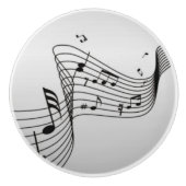 Muzieknoten op Silver Keramische Knop (Voorkant)