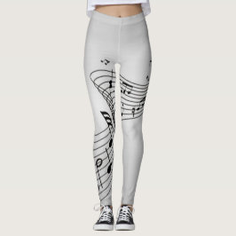 Muzieknoten op Silver Leggings