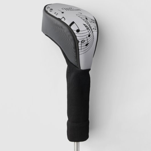 Muzieknoten op Silver met naam Golfheadcover (Schuin)