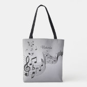 Muzieknoten op Silver met naam Tote Bag (Achterkant)
