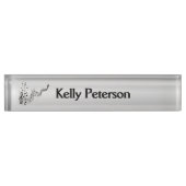 Muzieknoten op Silver Naambordje (Voorkant)