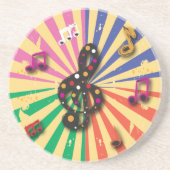 Muzieknoten op Sunsplash Background Zandsteen Onderzetter (Voorkant)