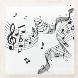 Muzieknoten op wit glazen onderzetter