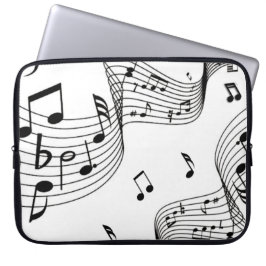 Muzieknoten op wit laptop sleeve