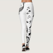 Muzieknoten op wit leggings (Achterkant)