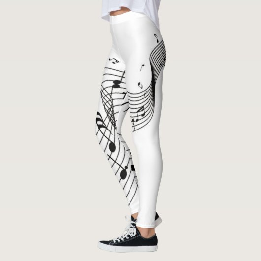 Muzieknoten op wit leggings (Links)