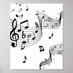 Muzieknoten op wit poster