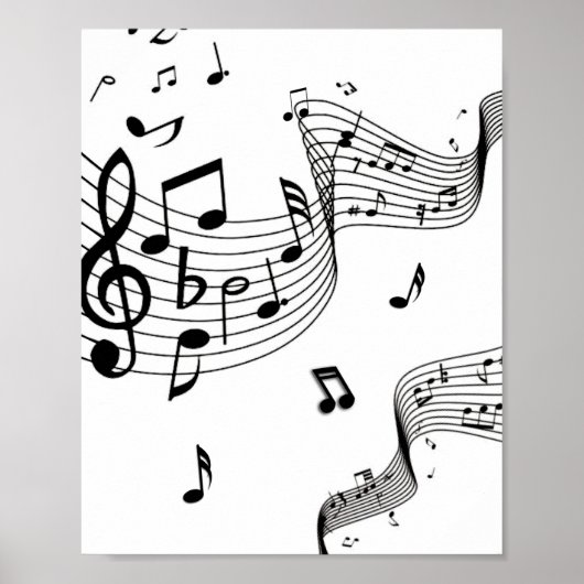 Muzieknoten op wit poster (Voorkant)
