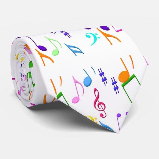 muzieknoten op wit stropdas (Opgerold)