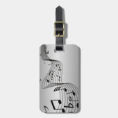 Muzieknoten op zilver bagagelabel (Voorkant verticaal)