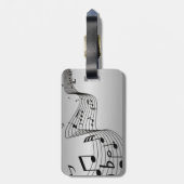 Muzieknoten op zilver bagagelabel (Achterkant verticaal)