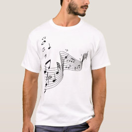 Muzieknoten op zilver t-shirt