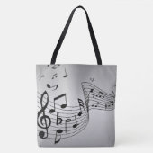 Muzieknoten op zilver tote bag (Voorkant)