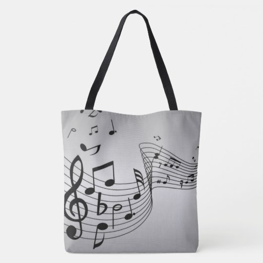 Muzieknoten op zilver tote bag (Achterkant)