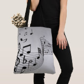 Muzieknoten op zilver tote bag (Dichtbij)