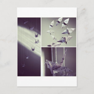 muzieknoten Origami Crane Mobile Briefkaart