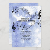 muzieknoten over de blauwe achtergrond kaart (Voorkant / Achterkant)