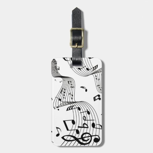 Muzieknoten over wit bagagelabel (Voorkant verticaal)