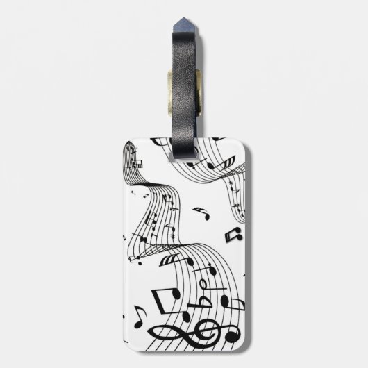 Muzieknoten over wit bagagelabel (Achterkant verticaal)
