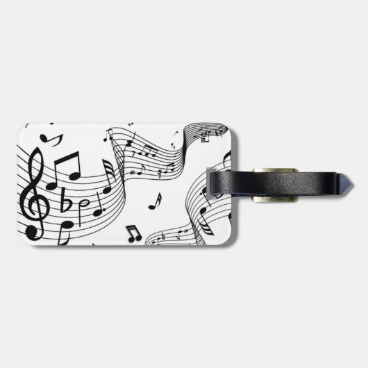 Muzieknoten over wit bagagelabel (Achterkant horizontaal)