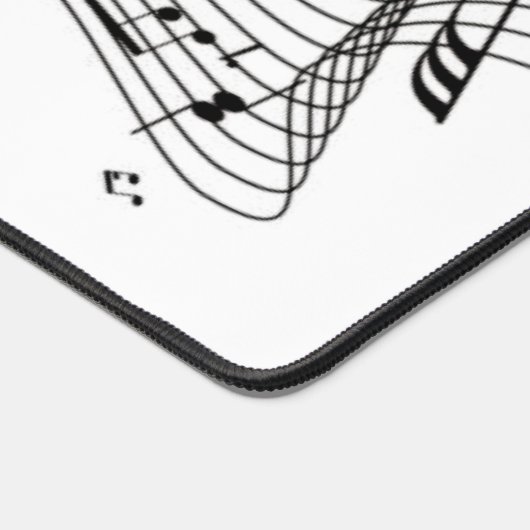 Muzieknoten over wit bureaumat (Hoek)