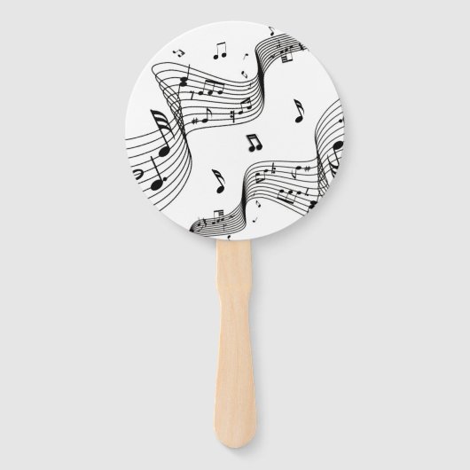 Muzieknoten over wit handwaaier (Achterkant)